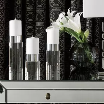 Подсвечник Айми Серый (9х9х25 см)