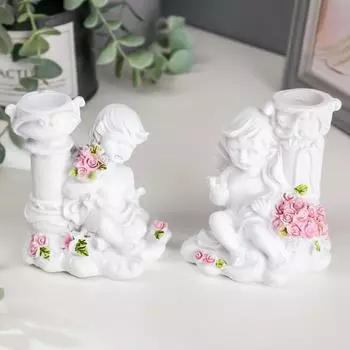 Подсвечник Белоснежный ангел с розами (6,8х9,5х10 см)