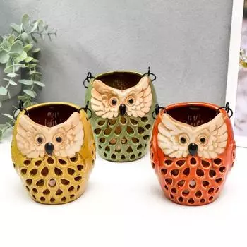 Подсвечник Филин - петельки (9,5х9х12 см)