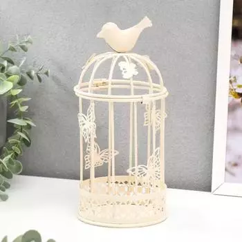 Подсвечник Птица и клетка с бабочками (10х10х21,5 см)