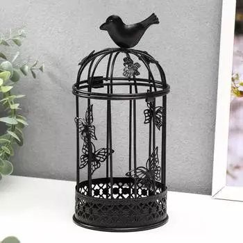 Подсвечник Птица и клетка с бабочками (10х10х21,5 см)