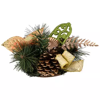 Подсвечник Шишки Цвет: Золотой (круглая 15 см)