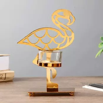 Подсвечник Золотой фламинго (7х12х18,8 см)