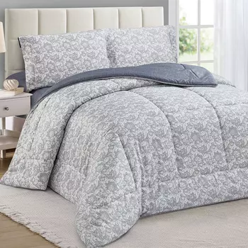 Постельное белье с одеялом-покрывалом Морена цвет: серый (2 сп)