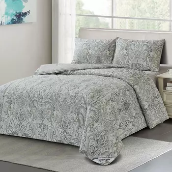 Постельное белье с одеялом-покрывалом Adelia цвет: серый (евро)