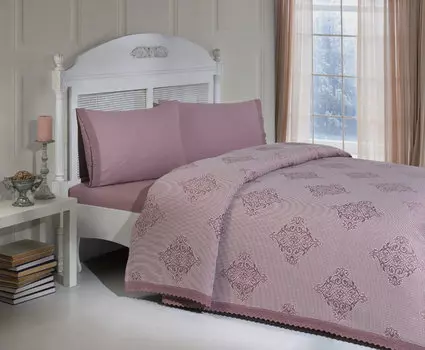 Постельное белье с одеялом-покрывалом Лето цвет: брусничный (king size (евро макси))