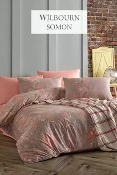 Постельное белье с одеялом-покрывалом Wilbourn цвет: персиковый (2 сп. евро)