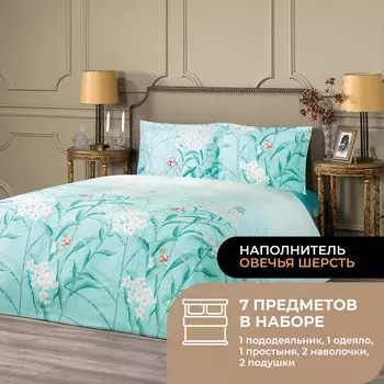 Постельное белье Тренто цвет: зеленый (1.5 сп)