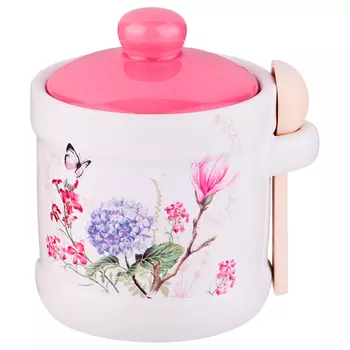 Сахарница с ложкой Магнолия (9х9х12 см)