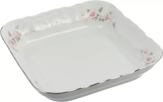 Салатник квадратный Бледные розы (25 см)
