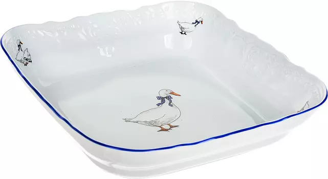 Салатник квадратный Гуси (25 см)