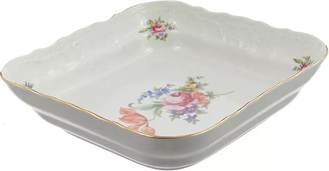 Салатник квадратный Мейсенский букет (25 см)
