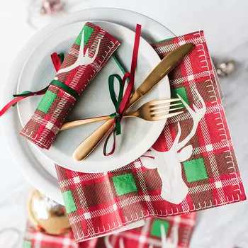 Салфетка бумажная Deer цвет: бордовый, зеленый (33х33 см)