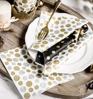 Салфетка бумажная Polka-Dots цвет: золотой, серебряный (33х33 см)