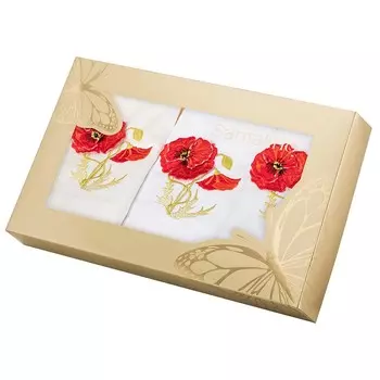 Салфетки Маки цвет: белый (40х40 см - 3 шт)