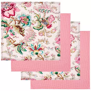Салфетки Райский сад цвет: белый, розовый (40х40 см - 4 шт)