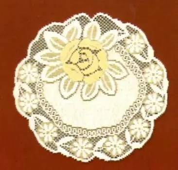 Салфетка Розы цвет: кремовый, золотистый (круглая 50 см)