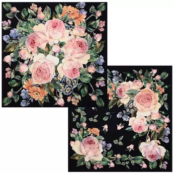 Салфетки Винтаж цвет: черный, розовый, зеленый (40х40 см - 2 шт)