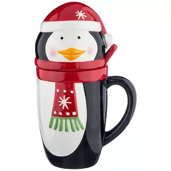 Кружка с ложкой Новогодняя (800 мл)