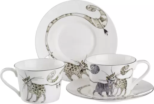 Чайный набор Котики (200 мл, 4 предмета)