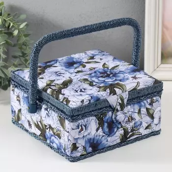 Шкатулка Бело-голубые пионы (20х20х11 см)