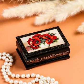 Шкатулка Маки в вазе (6х9х3 см)