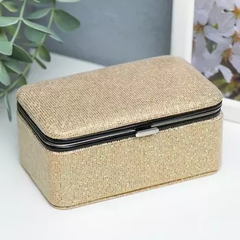Шкатулка Мелкие квадратики. Золото (12х7х6 см)