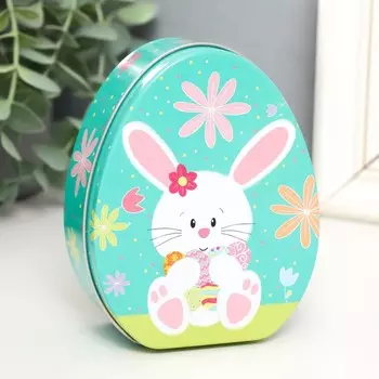 Шкатулка Зайчик с охапкой раскрашенных яиц (12х9х5 см)