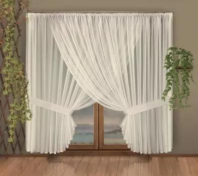 Скрещенные шторы Аврора цвет: сливочный (500х270 см - 1 шт)