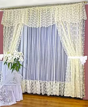Шторы с ламбрекеном Mery цвет: ванильный (140х270 см - 2 шт)