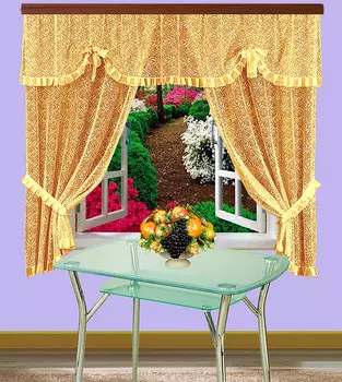 Шторы с ламбрекеном Claire цвет: бежевый (125х180 см - 2 шт)