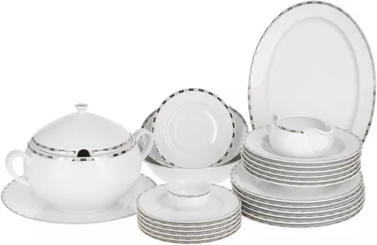 Столовый сервиз Опал. Платиновые пластинки (25 предметов)