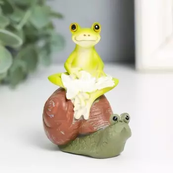 Сувенир Лягушонок на улитке (4х7х8 см)
