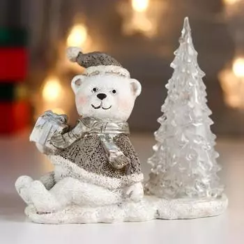 Сувенир Мишка с подарком у ёлочки (15х7х14 см)