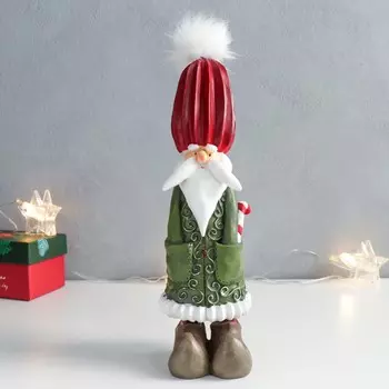 Сувенир Санта - факир в зелёной шубке (28х11х12 см)