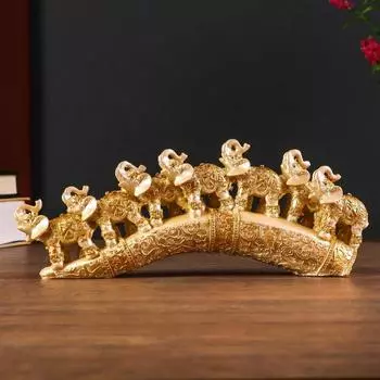 Сувенир Семь слонов на бивне (24х4х10 см)