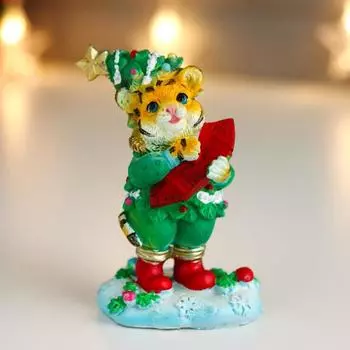 Сувенир Тигр в костюме елки (7 см)