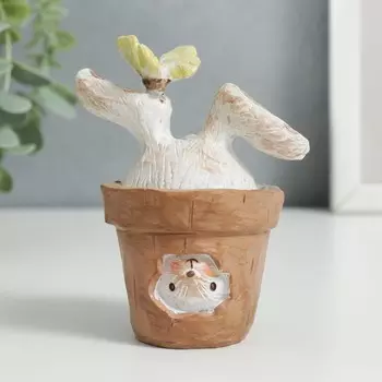 Сувенир Зайка в горшочке вверх ногами, с бабочкой (9х8х12 см)