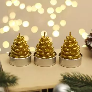 Свеча Шишка золотая (14х5х7 см)