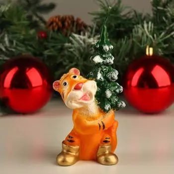 Свеча Тигр с елкой (13,5 см)