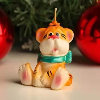 Свеча Тигренок с шарфом (7 см)