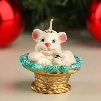 Свеча Тигренок в лукошке (6 см)