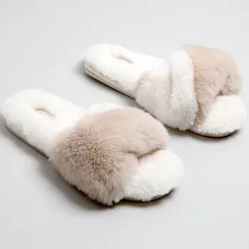 Тапочки Мех Цвет: Бело-Бежевый (36-37)