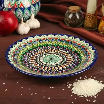 Тарелка Цветы цвет: синий (26х26х3 см)