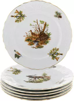 Тарелка мелкая Охотничьи сюжеты (21 см - 6 шт)