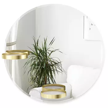 Зеркало с полочками Perch цвет: латунь (60 см)