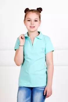 Дет. футболка "Поло" Бирюзовый р. 38