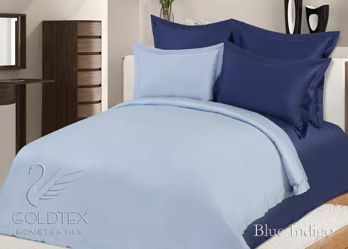Комплект "Blue Indigo", размер Евро с 4 наволочками