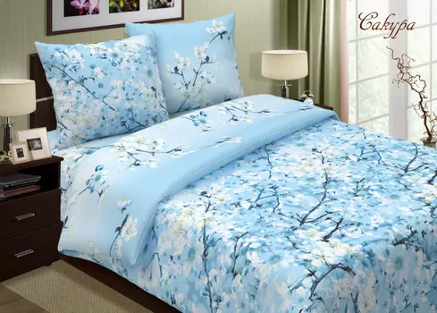 Комплект "Сакура" Голубой, размер 2,0-спальный
