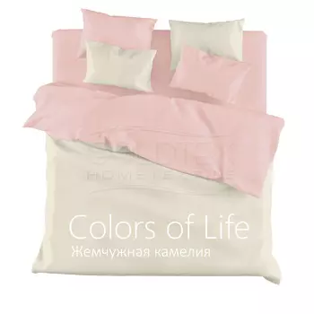 Комплект "Жемчужная камелия", размер Евро с 4 наволочками